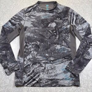 Realtree Fishing Mens S Aspect Camo Long Sleeve Performance Shirt Grey Blue